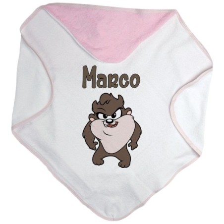 Accappatoio neonato personalizzato con nome baby tazmania Cartoon