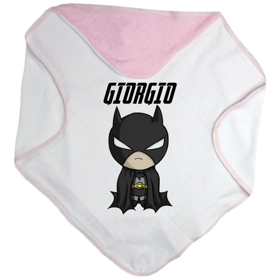 Accappatoio neonato personalizzato con nome baby batman Cartoon