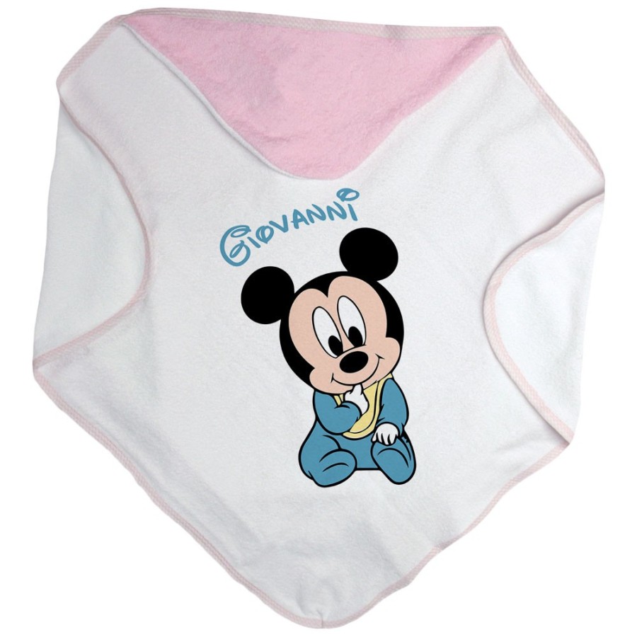 Accappatoio neonato personalizzato con nome sweet topolino Cartoon
