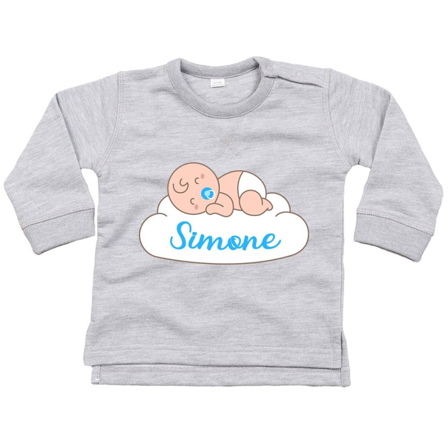 Felpa neonato personalizzata con nome bimbo che dorme sulla nuvola Divertenti