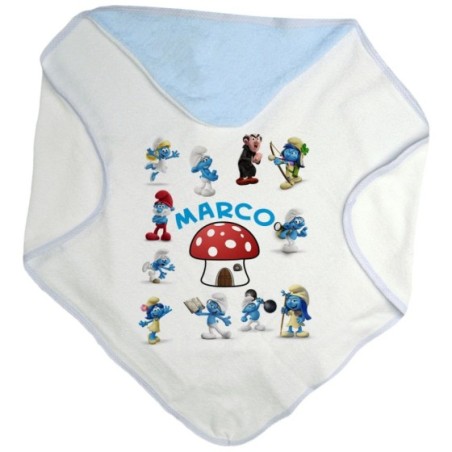 Accappatoio neonato personalizzato con nome puffi Cartoon