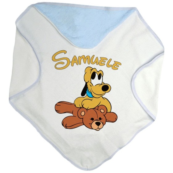 Accappatoio neonato personalizzato con nome pluto con orsetto Cartoon