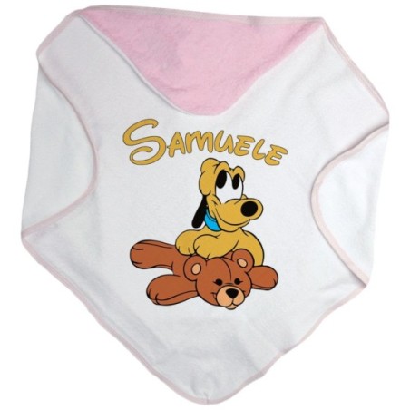 Accappatoio neonato personalizzato con nome pluto con orsetto Cartoon