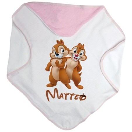 Accappatoio neonato personalizzato con nome cip e ciop Cartoon