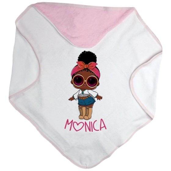 Accappatoio neonata personalizzato con nome lol con la bandana e occhiali Cartoon