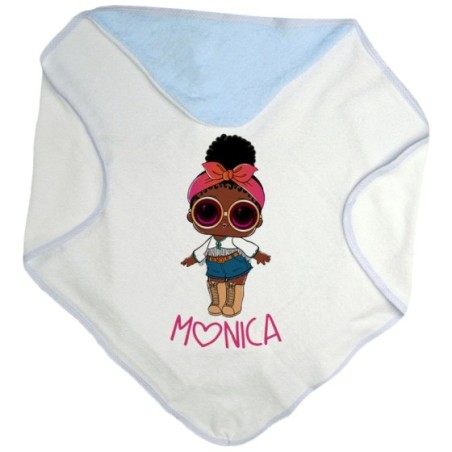 Accappatoio neonata personalizzato con nome lol con la bandana e occhiali Cartoon