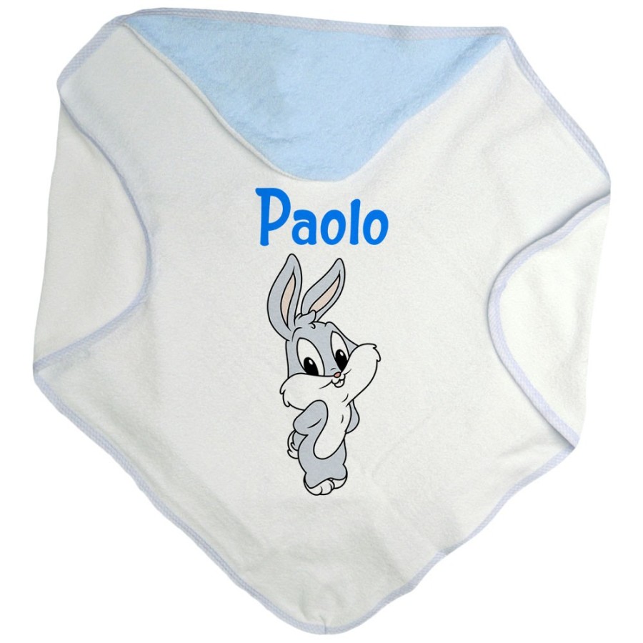 Accappatoio neonato personalizzato con nome bugs bunny - lola bunny Cartoon