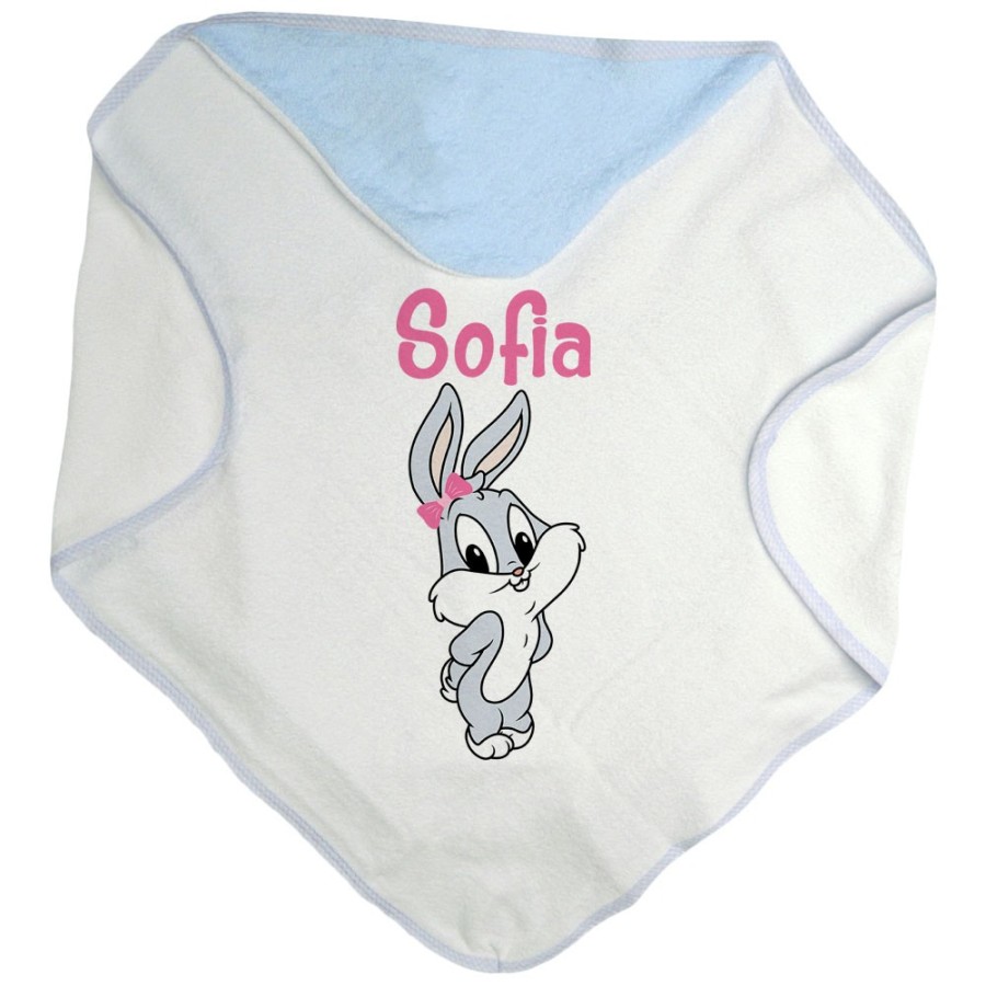 Accappatoio neonato personalizzato con nome bugs bunny - lola bunny Cartoon
