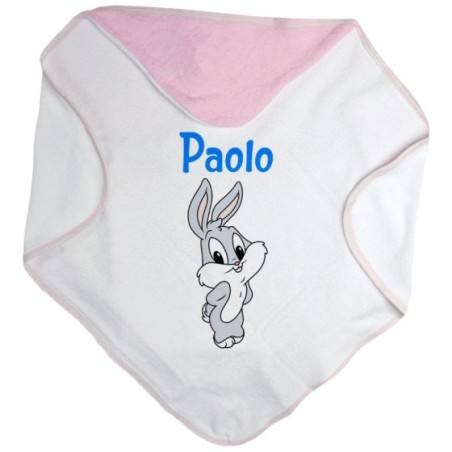 Accappatoio neonato personalizzato con nome bugs bunny - lola bunny Cartoon