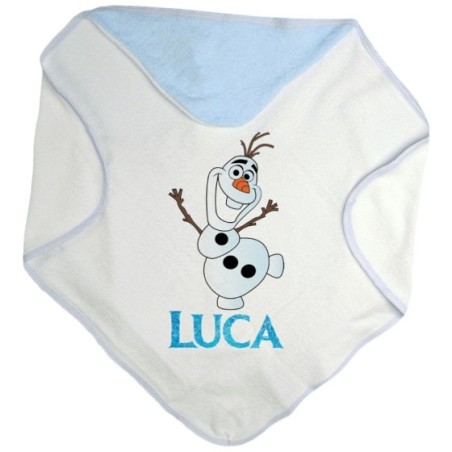 Accappatoio neonato personalizzato con nome olaf Cartoon
