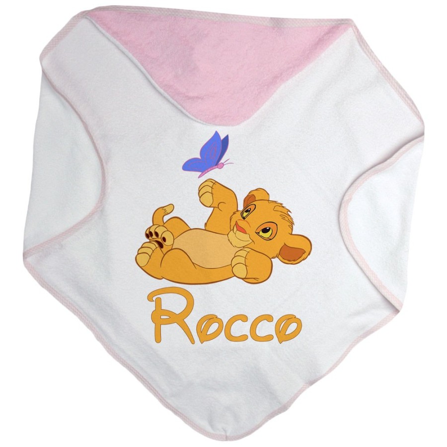 Accappatoio neonato personalizzato con nome simba Cartoon