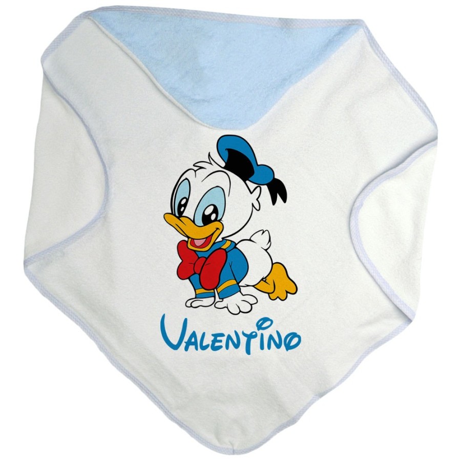 Accappatoio neonato personalizzato con nome baby paperino Cartoon