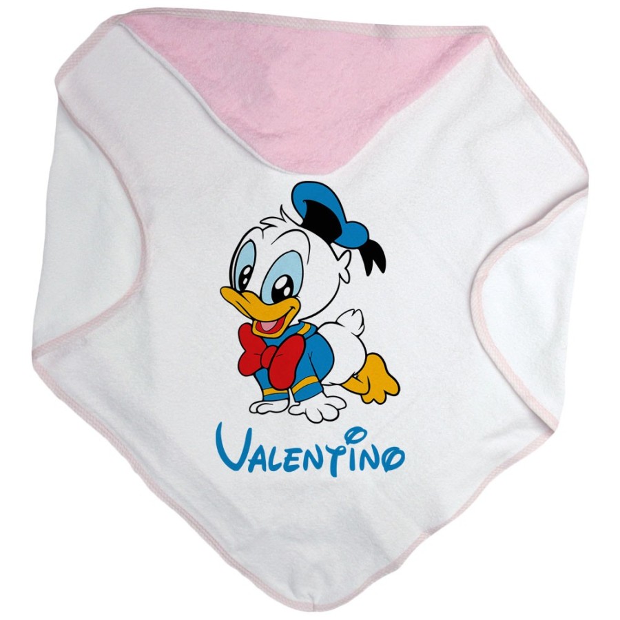 Accappatoio neonato personalizzato con nome baby paperino Cartoon