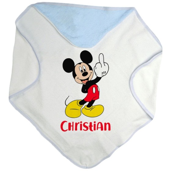Accappatoio neonato personalizzato con nome topolino - minnie dito medio Cartoon