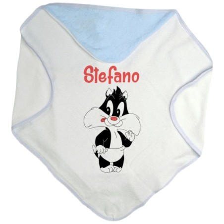 Accappatoio neonato personalizzato con nome baby gatto...