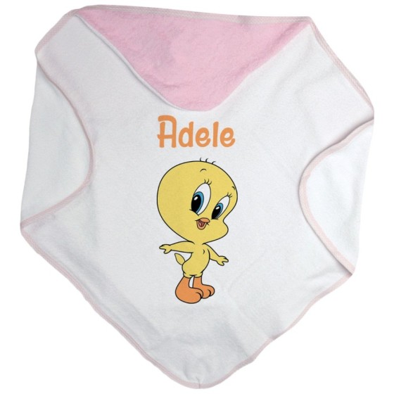 Accappatoio neonata personalizzato con nome baby titti Cartoon