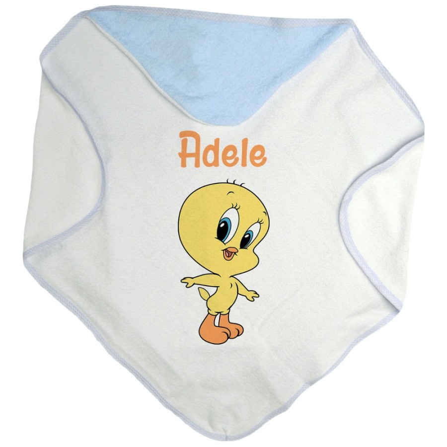 Accappatoio neonata personalizzato con nome baby titti Cartoon