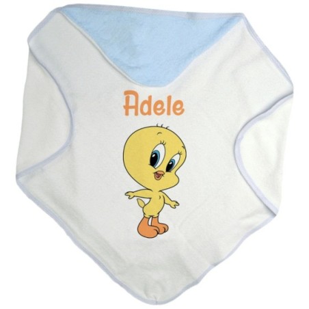 Accappatoio neonata personalizzato con nome baby titti Cartoon