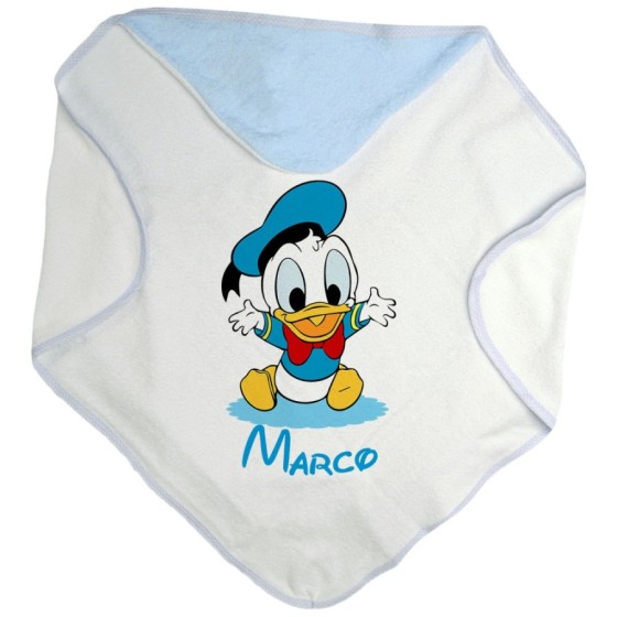 Accappatoio neonato personalizzato con nome baby paperino Cartoon