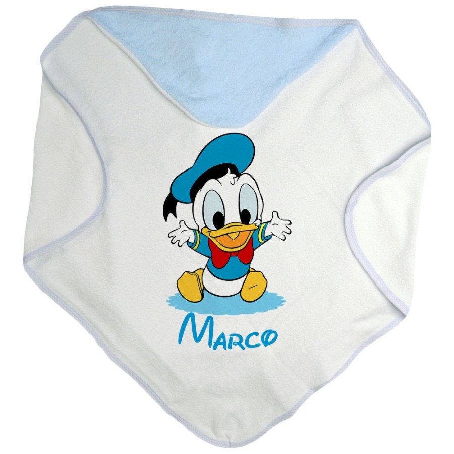 Accappatoio neonato personalizzato con nome baby paperino Cartoon
