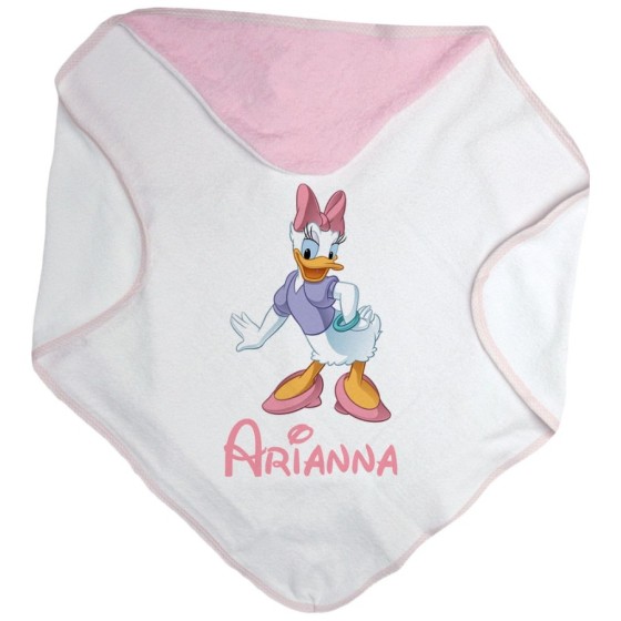 Accappatoio neonata personalizzato con nome paperina Cartoon