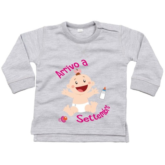 Felpa neonato personalizzata con mese bimbo bimba arriva a Divertenti