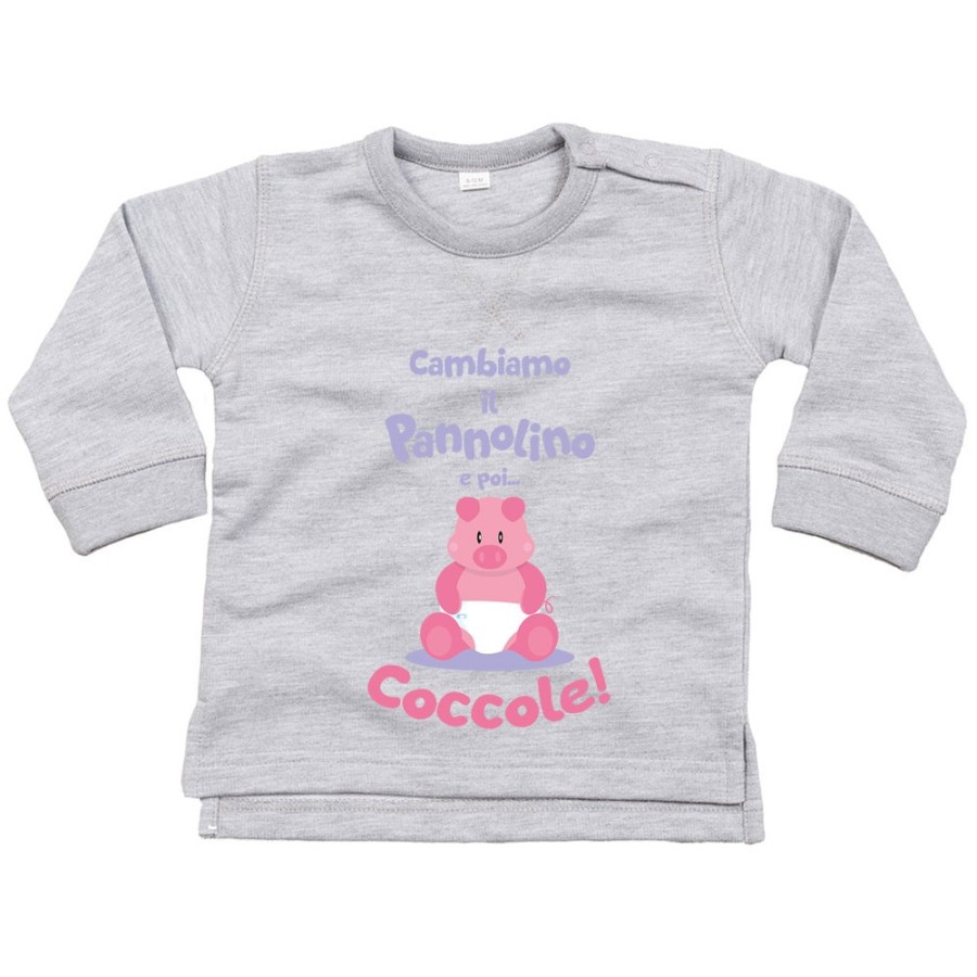Felpa neonato cambiamo il pannolino e poi coccole Divertenti