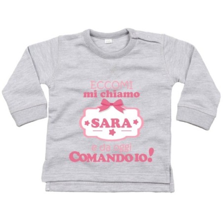 Felpa neonato personalizzata con nome da oggi comando io