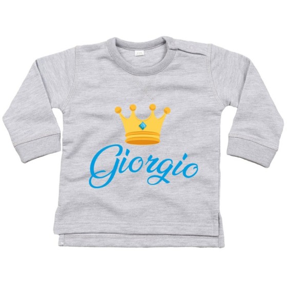Felpa neonato personalizzata con nome e corona Divertenti