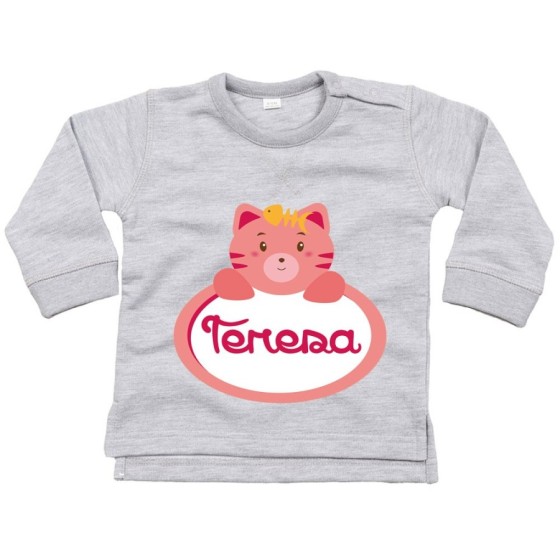 Felpa neonata personalizzata con nome gattino Divertenti