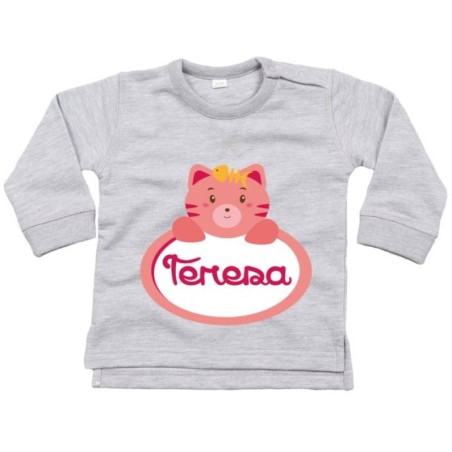 Felpa neonata personalizzata con nome gattino