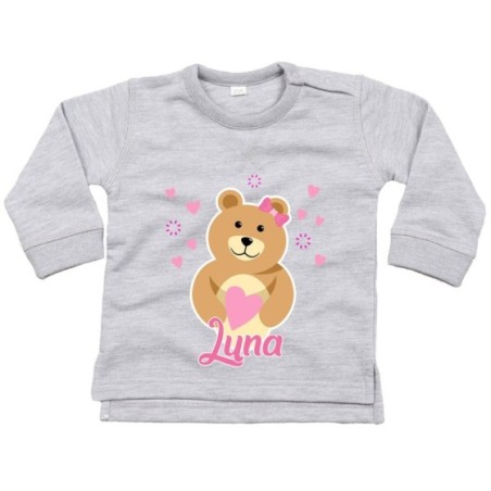 Felpa neonato personalizzata con nome lovely bear