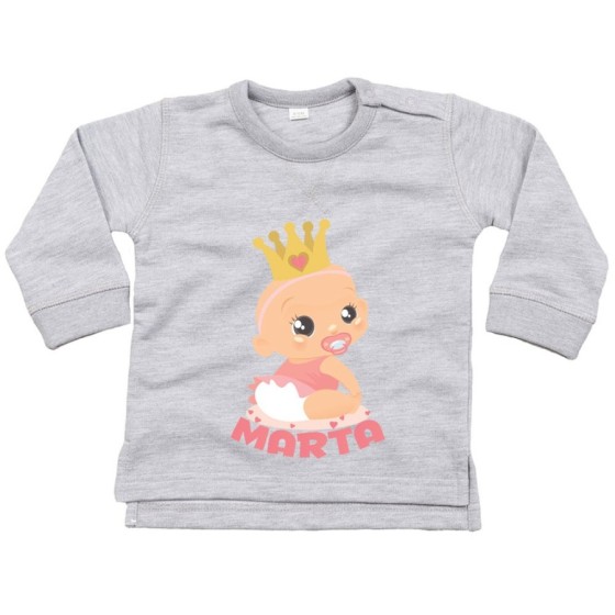Felpa neonato personalizzata con nome bambino bambina con corona Divertenti