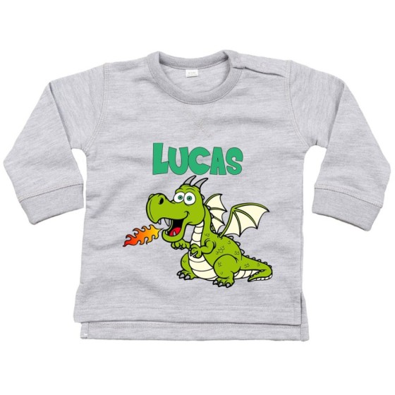 Felpa neonato personalizzata con nome baby draghetto Divertenti