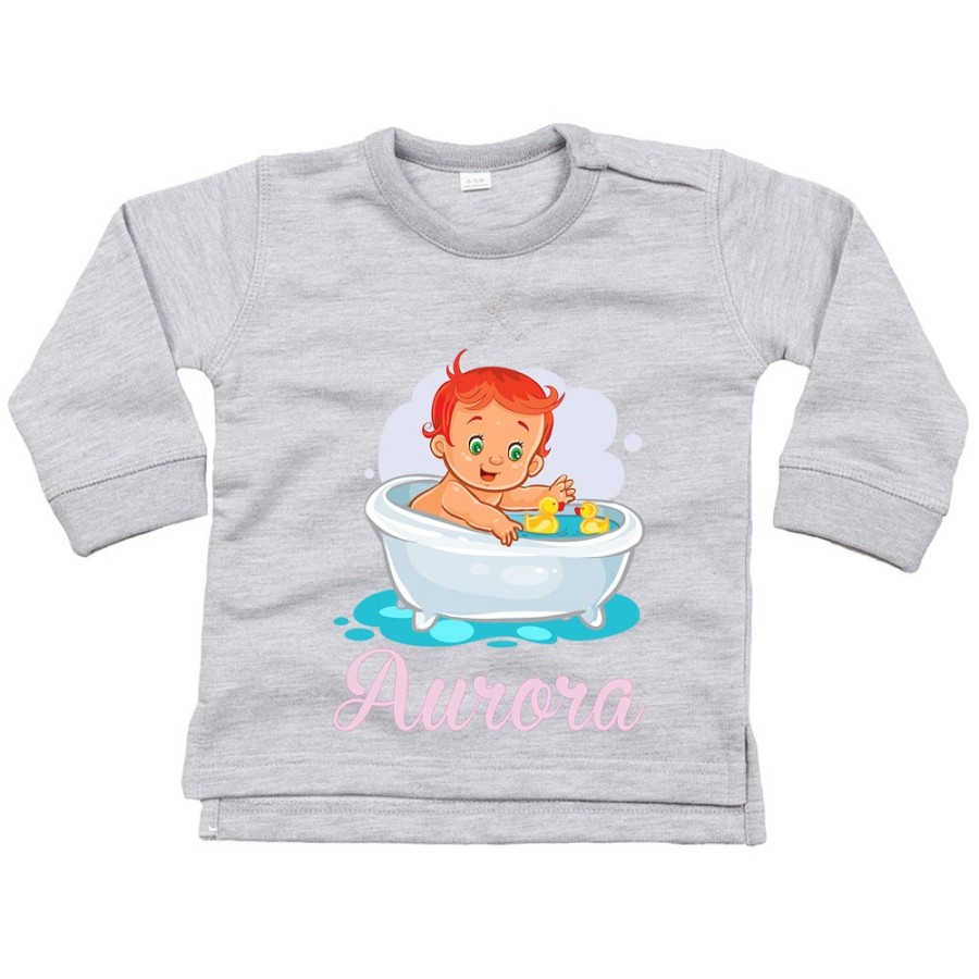 Felpa neonata personalizzata con nome bimba con paperelle Divertenti
