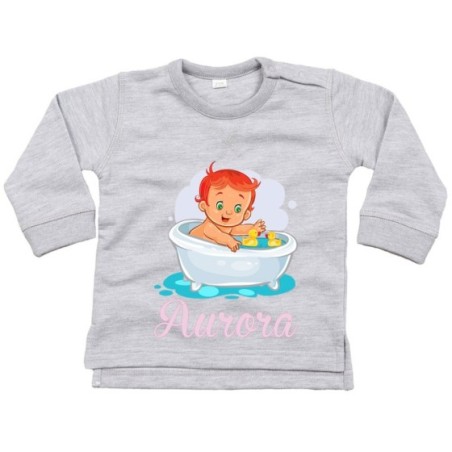Felpa neonata personalizzata con nome bimba con paperelle