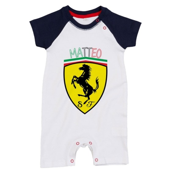 Pagliaccetto neonato personalizzato con nome ferrari Divertenti