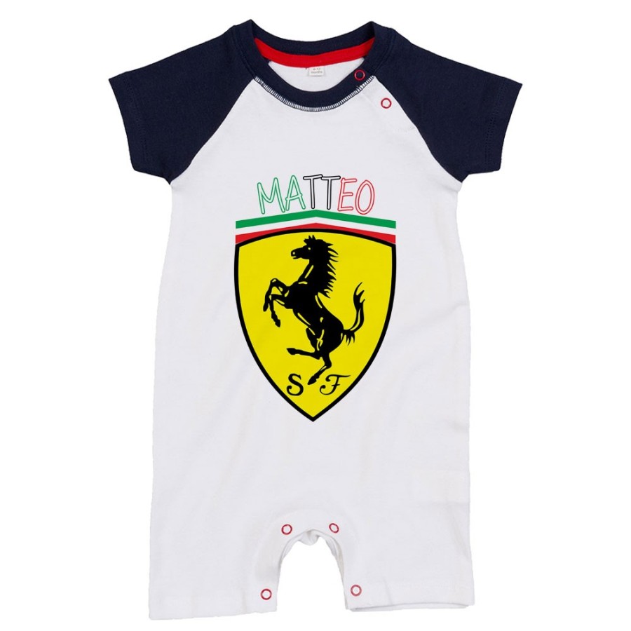 Pagliaccetto neonato personalizzato con nome ferrari Divertenti
