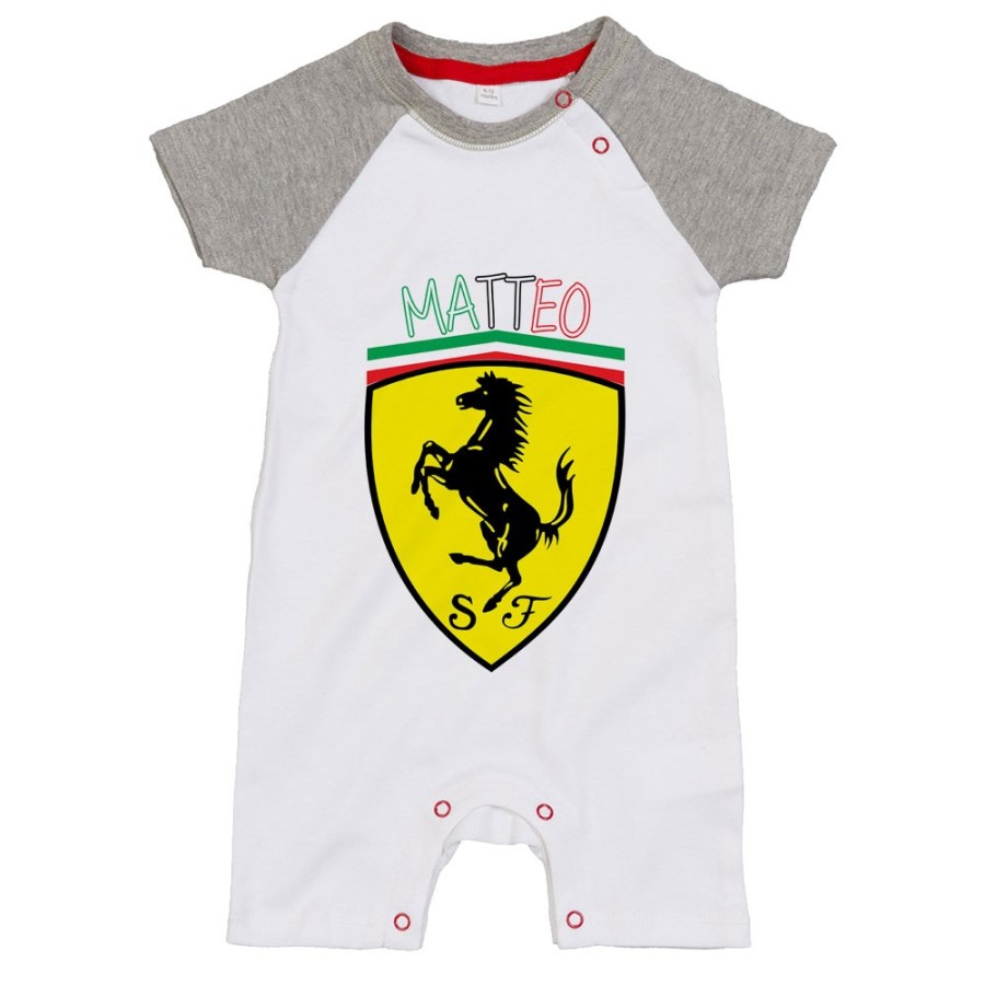 Pagliaccetto neonato personalizzato con nome ferrari Divertenti