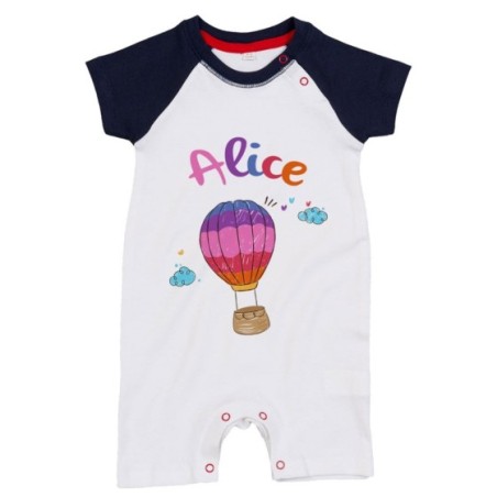 Pagliaccetto neonata personalizzato con nome mongolfiera...