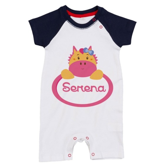 Pagliaccetto neonata personalizzato con nome cavalluccio Divertenti