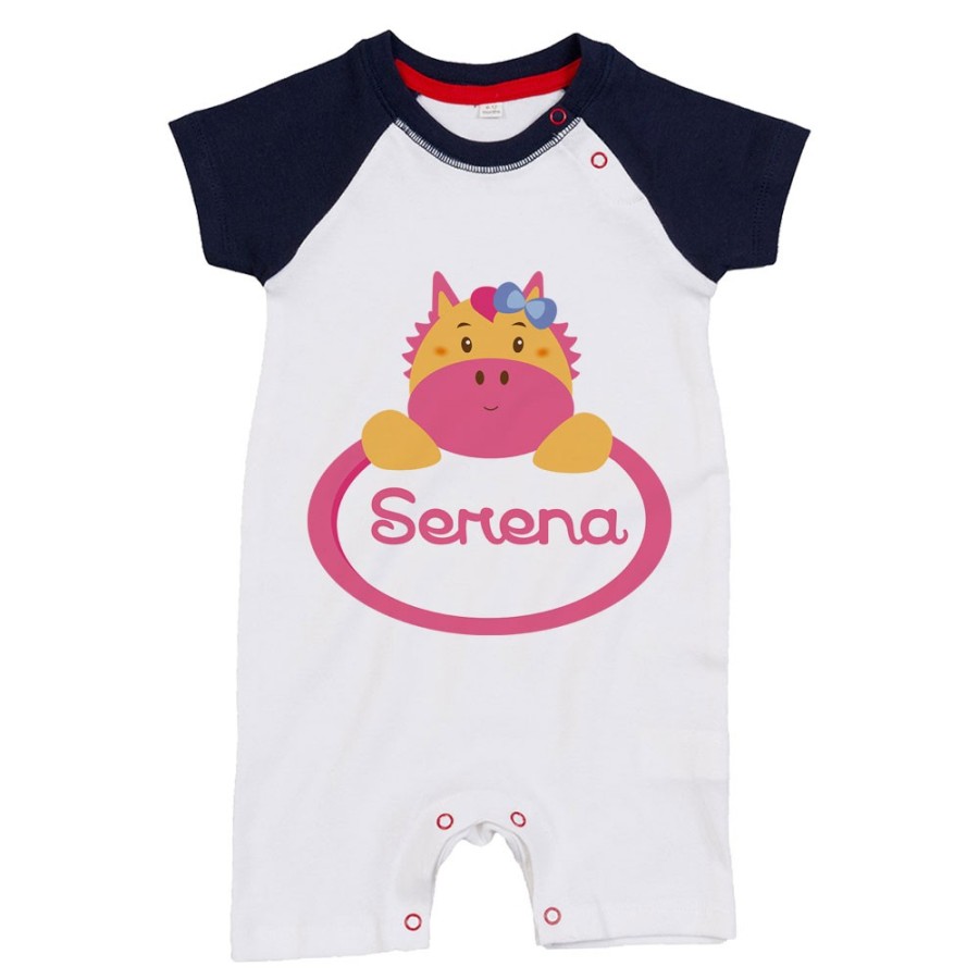 Pagliaccetto neonata personalizzato con nome cavalluccio Divertenti