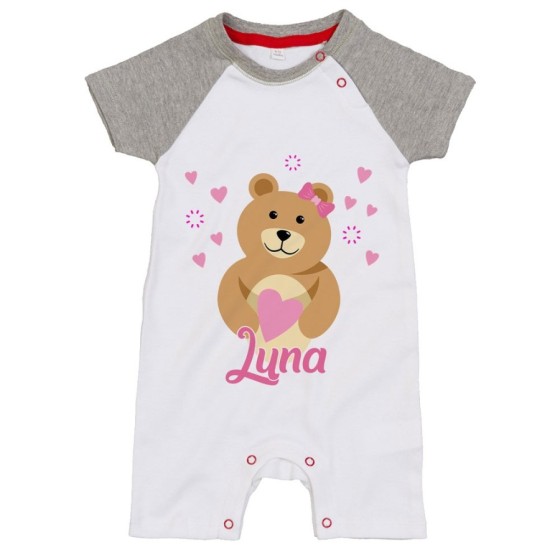 Pagliaccetto neonato personalizzato con nome lovely bear Divertenti