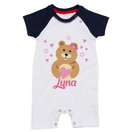 Pagliaccetto neonato personalizzato con nome lovely bear Divertenti