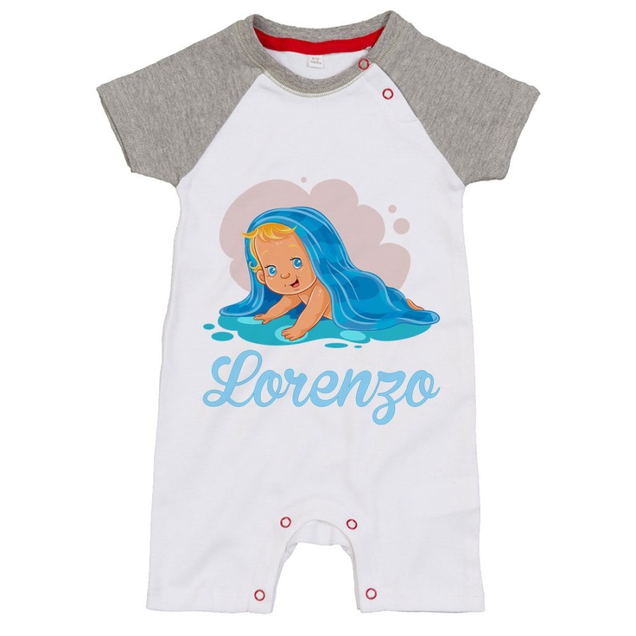 Pagliaccetto neonato personalizzato con nome bimbo con asciugamano Divertenti
