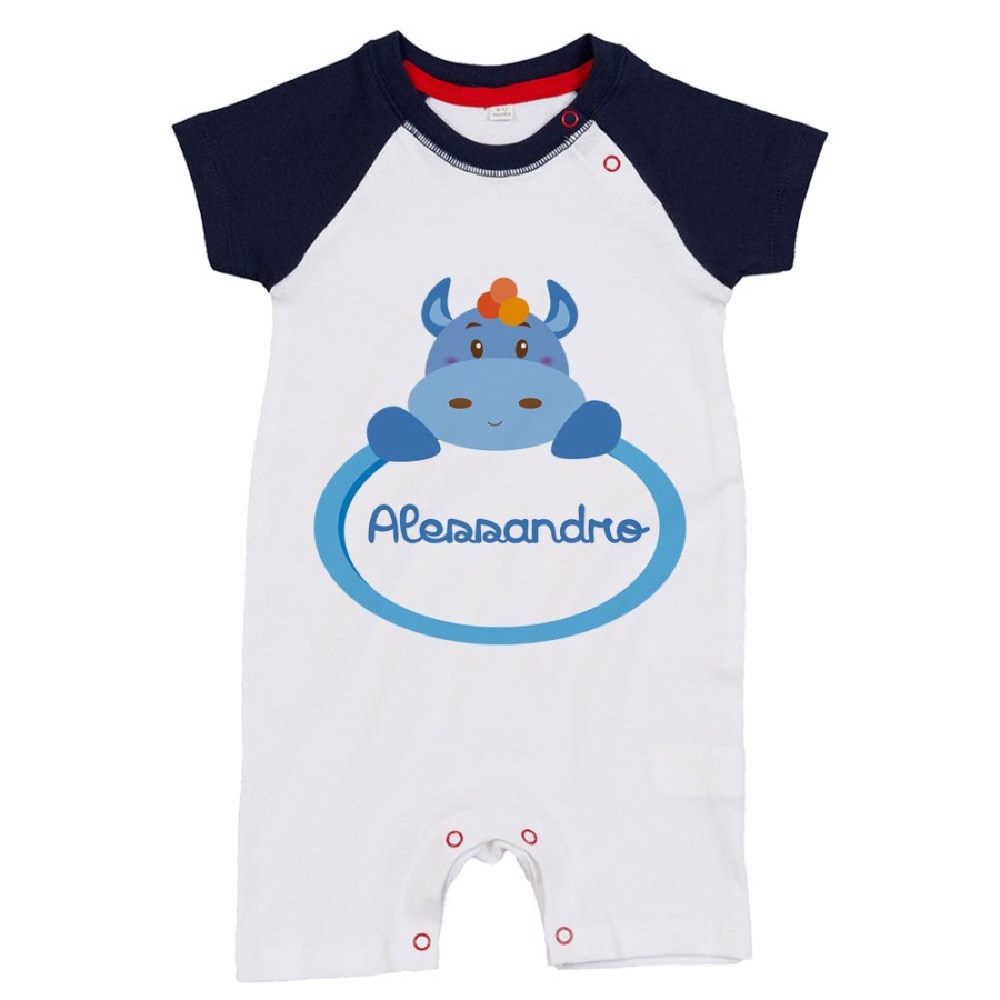 Pagliaccetto neonato personalizzato con nome ippopotamo Divertenti