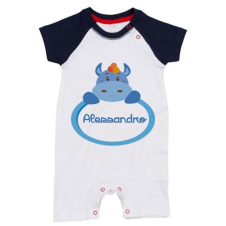 Pagliaccetto neonato personalizzato con nome ippopotamo