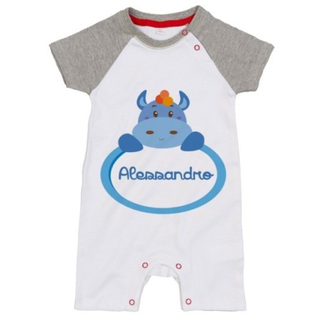 Pagliaccetto neonato personalizzato con nome ippopotamo Divertenti