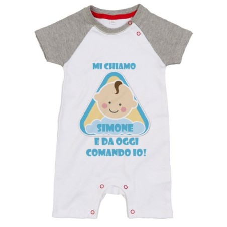 Pagliaccetto neonato personalizzato con nome eccomi e da...