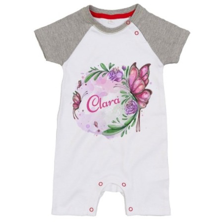 Pagliaccetto neonata personalizzato con nome farfalla...